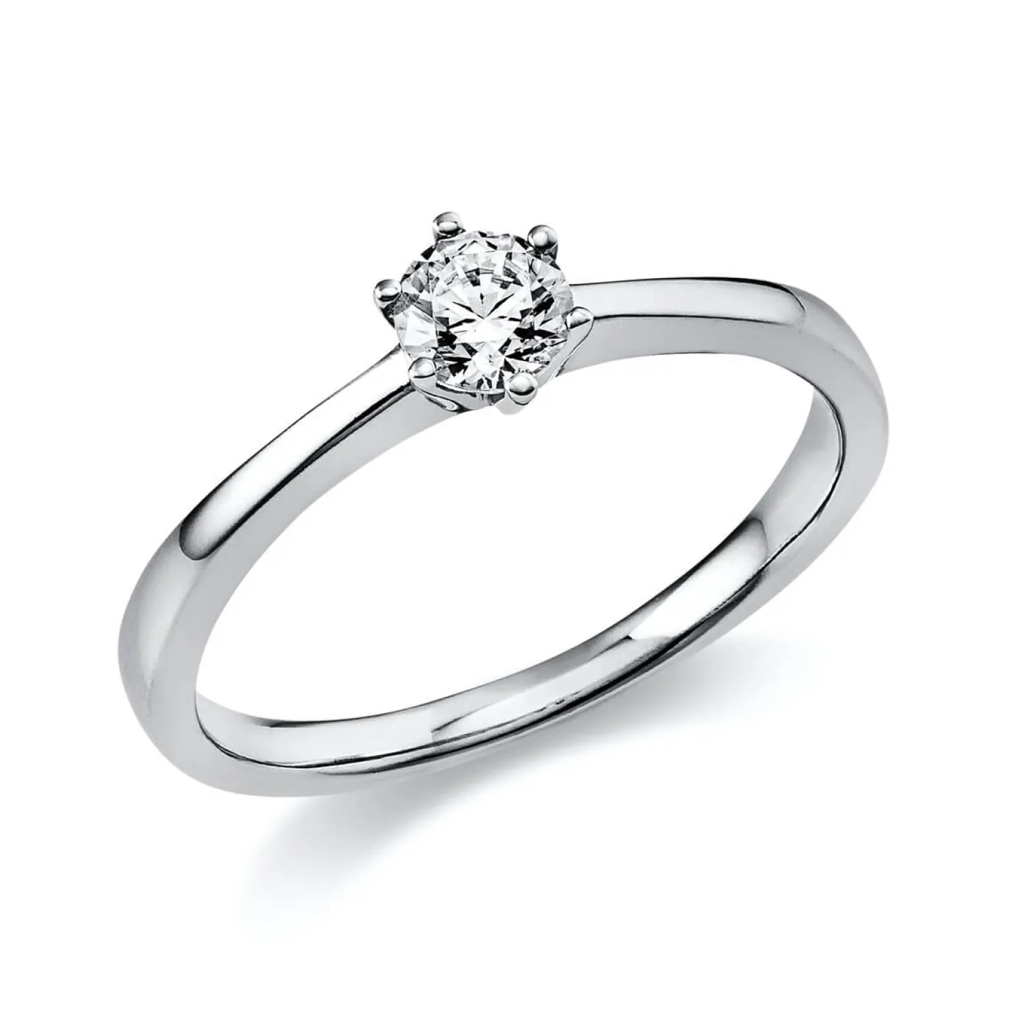 Solitär Ring Damenring 585 Gold Weißgold Diamant Brillant 0,30 Ct. 6er-Krappe