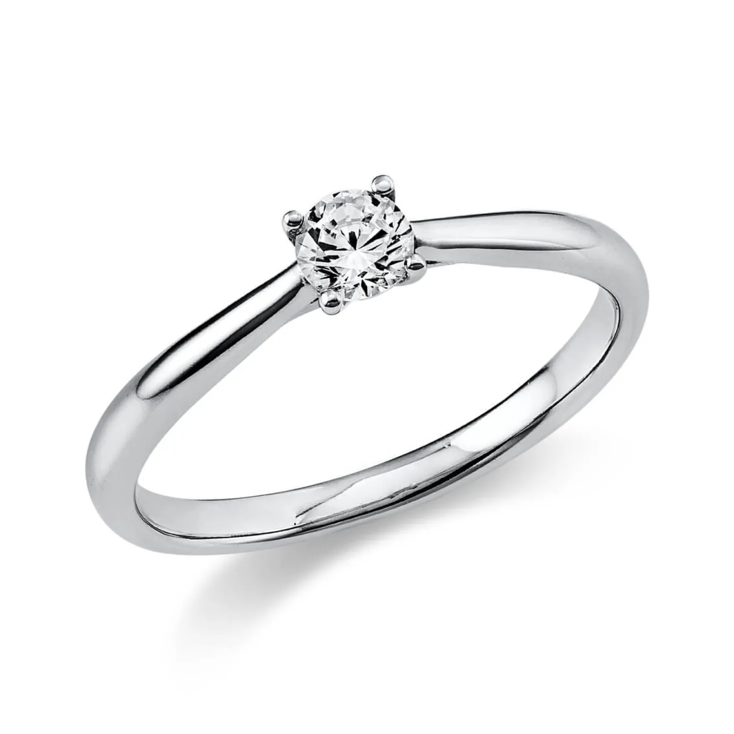 Solitär Ring Damenring 750 Gold Weißgold Diamant Brillant 0,20 Ct. 4er-Krappe