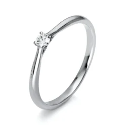 Solitär Ring Damenring 750 Gold Weißgold Diamant Brillant 0,10 Ct. 4er-Krappe