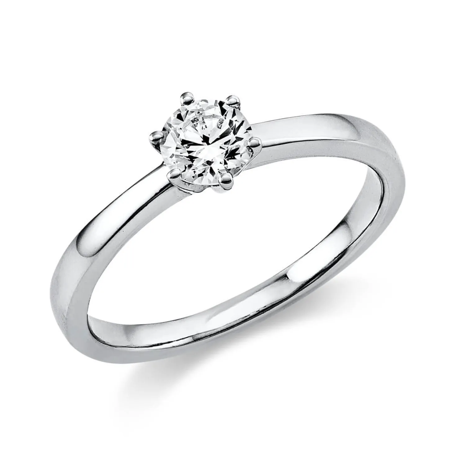 Solitär Ring Damenring 750 Gold Weißgold Diamant Brillant 0,40 Ct. 6er-Krappe