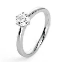 Solitär Ring Damenring 750 Gold Weißgold Diamant Brillant 0,40 Ct. 6er-Krappe
