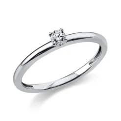 Solitär Ring Damenring 750 Gold Weißgold Diamant Brillant 0,10 Ct. 4er-Krappe