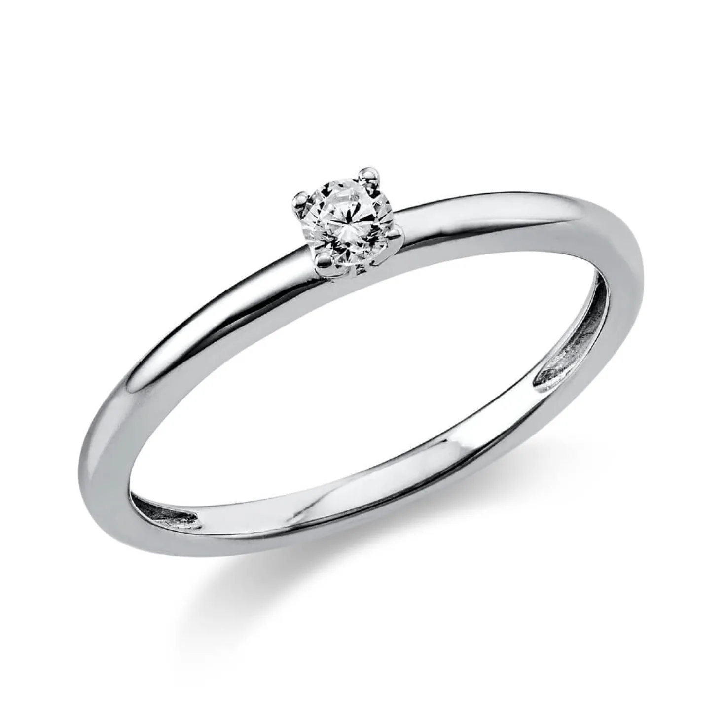 Solitär Ring Damenring 750 Gold Weißgold Diamant Brillant 0,10 Ct. 4er-Krappe