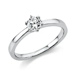 Solitär Ring Damenring 585 Gold Weißgold Diamant Brillant 0,40 Ct. 6er-Krappe