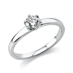 Solitär Ring Damenring 585 Gold Weißgold Diamant Brillant 0,40 Ct. 6er-Krappe