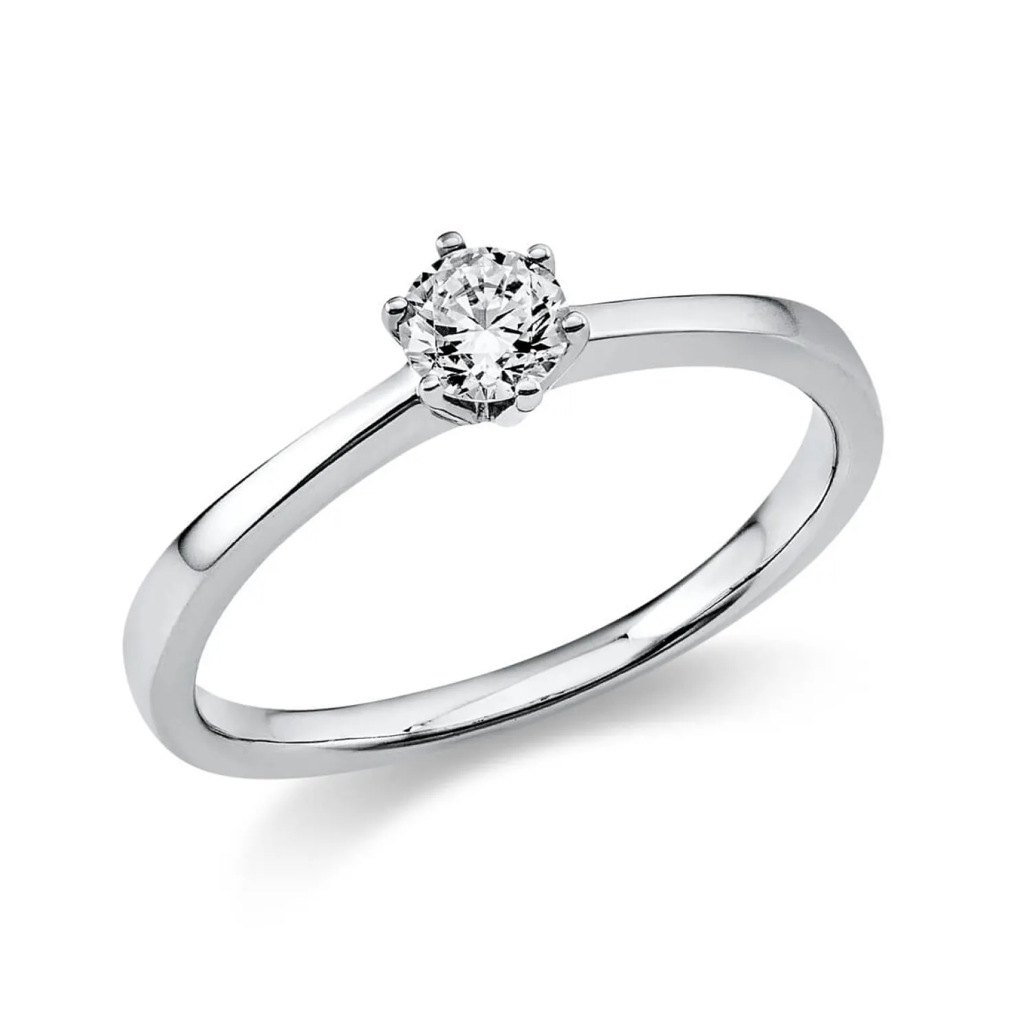 Solitär Ring Damenring 585 Gold Weißgold mit Diamant Brillant 0,25 Ct 6er-Krappe