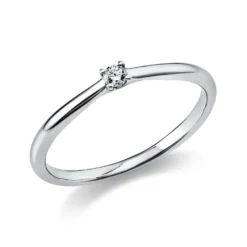 Solitär Ring Damenring 950 Platin Diamant Brillant 0,05 Ct 4er-Krappe B: 1,7mm