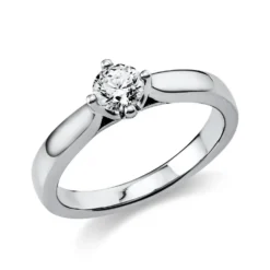 Solitär Ring Damenring 950 Platin Diamant Brillant 0,50 Ct. 4er-Krappe B: 2,6mm