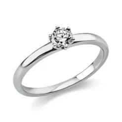 Solitär Ring Damenring 950 Platin Diamant Brillant 0,25 Ct 6er-Krappe B: 1,7mm