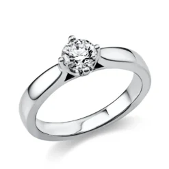 Solitär Ring Damenring 950 Platin Diamant Brillant 0,40 Ct. 4er-Krappe B: 2,6mm