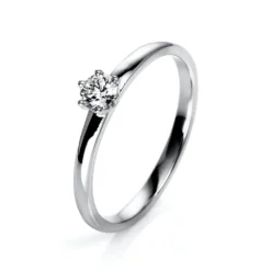 Solitär Ring Damenring 950 Platin Diamant Brillant 0,20 Ct. 6er-Krappe B: 1,7mm