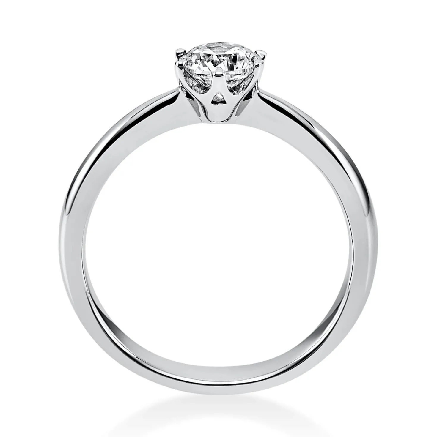 Solitär Ring Damenring 950 Platin Diamant Brillant 0,50 Ct. 6er-Krappe B: 3,1mm