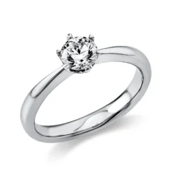 Solitär Ring Damenring 950 Platin Diamant Brillant 0,50 Ct. 6er-Krappe B: 3,1mm