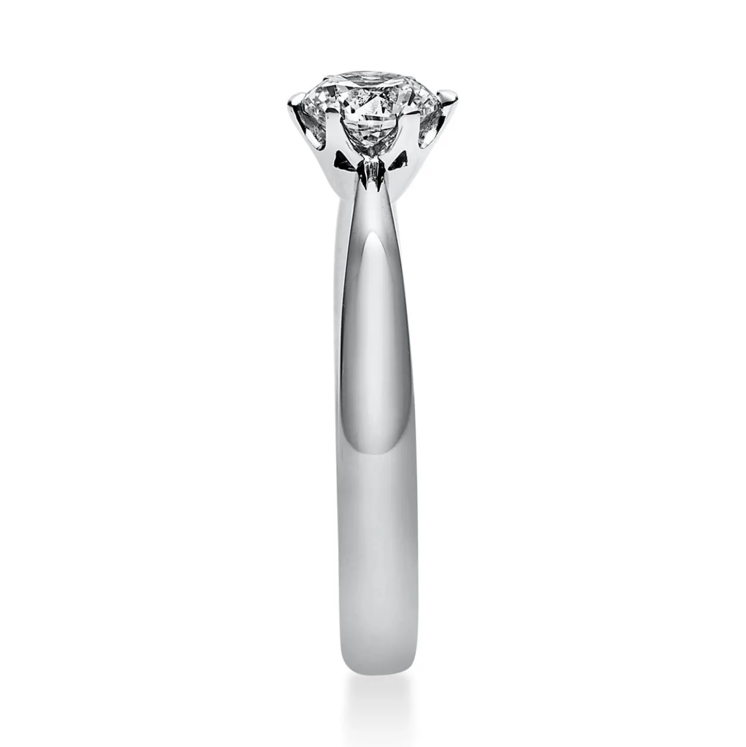 Solitär Ring Damenring 950 Platin Diamant Brillant 0,50 Ct. 6er-Krappe B: 3,1mm