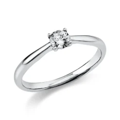 Solitär Ring Damenring 950 Platin Diamant Brillant 0,25 Ct 4er-Krappe B: 1,9mm