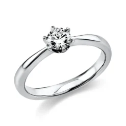 Solitär Ring Damenring 950 Platin Diamant Brillant 0,40 Ct. 6er-Krappe B: 2,8mm
