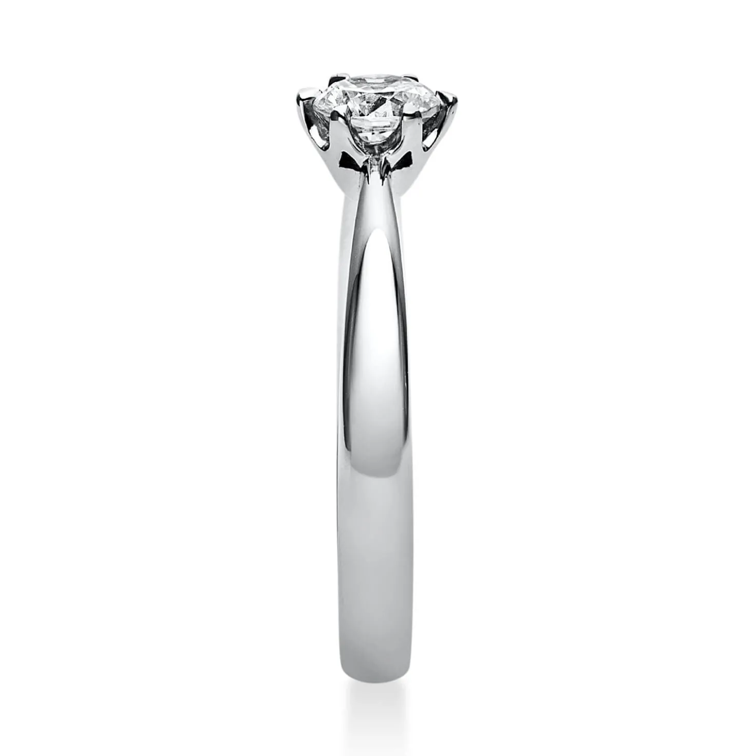 Solitär Ring Damenring 950 Platin Diamant Brillant 0,40 Ct. 6er-Krappe B: 2,8mm