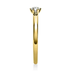 Solitär Ring 750 Gold Gelbgold Brillant 0,15 Ct B: 10,6mm, H: 10,5mm, S: 2,8mm