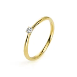 Solitär Ring 585 Gold Gelbgold Diamant Brillant 0,05 Ct 4er-Krappe B: 1,7mm