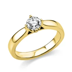 Solitär Ring 585 Gold Gelbgold Diamant Brillant 0,40 Ct. 4er-Krappe B: 2,6mm