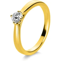 Solitär Ring 585 Gold Gelbgold Diamant Brillant 0,30 Ct. 4er-Krappe B: 2,4mm