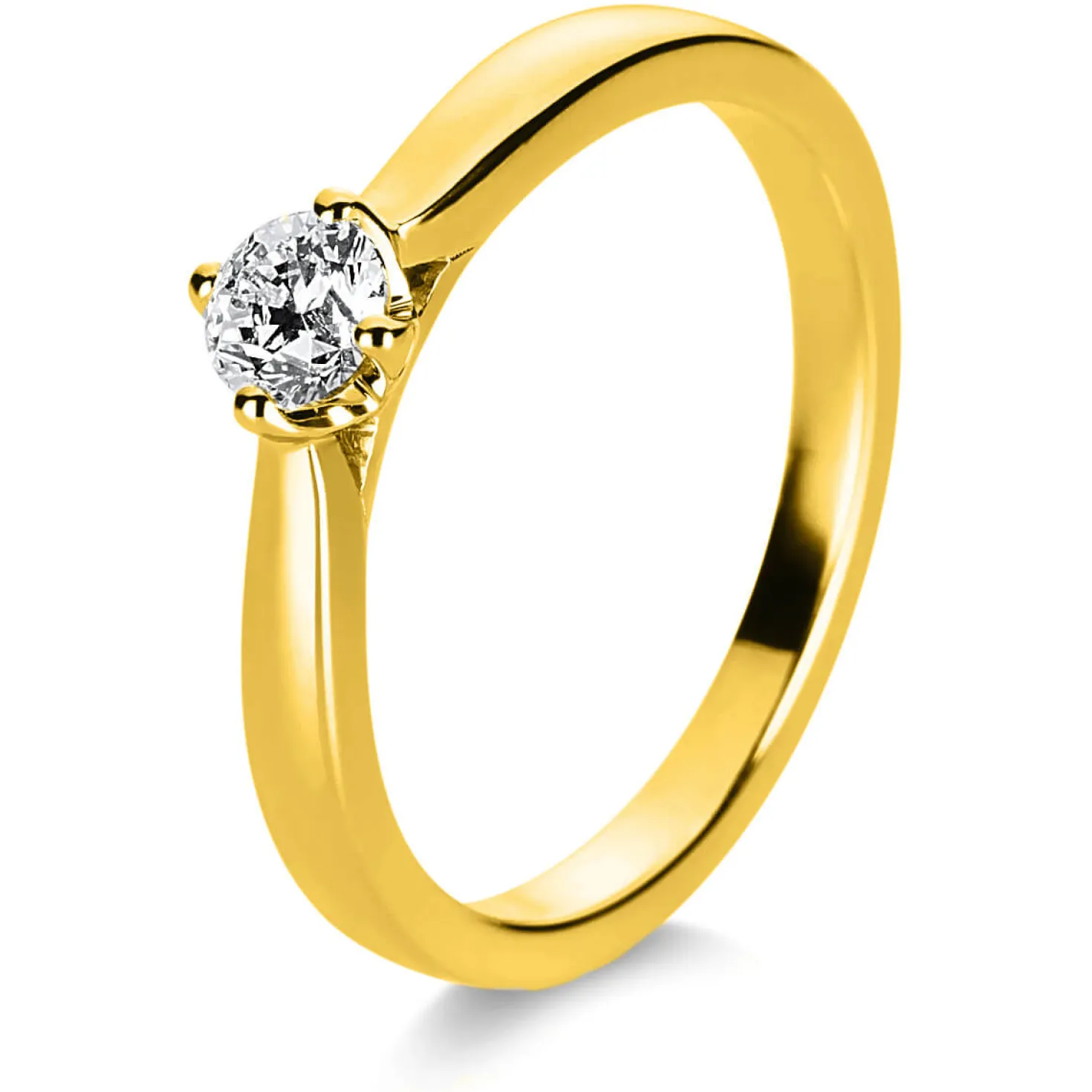 Solitär Ring 585 Gold Gelbgold Diamant Brillant 0,30 Ct. 4er-Krappe B: 2,4mm