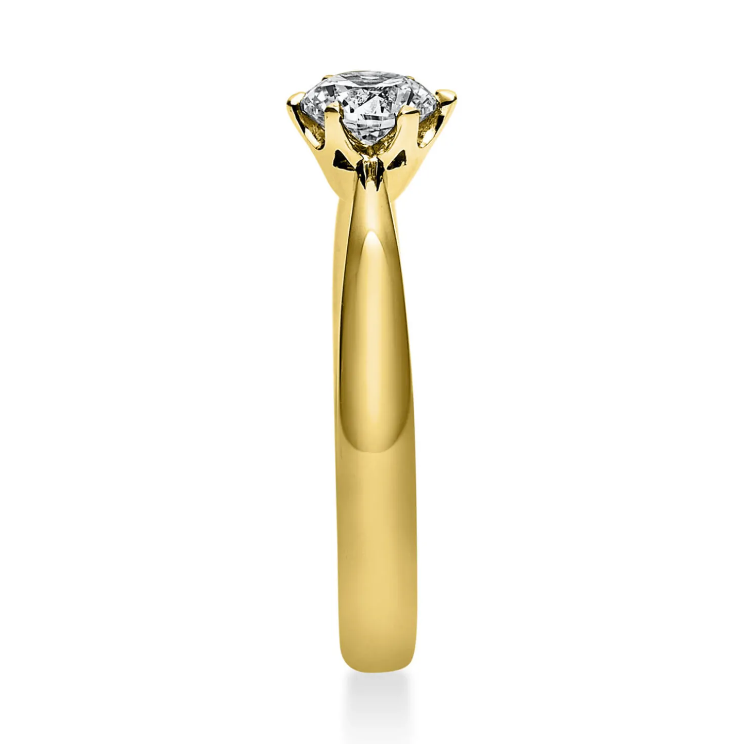 Solitär Ring 750 Gold Gelbgold Diamant Brillant 0,50 Ct. 6er-Krappe B: 3,1mm