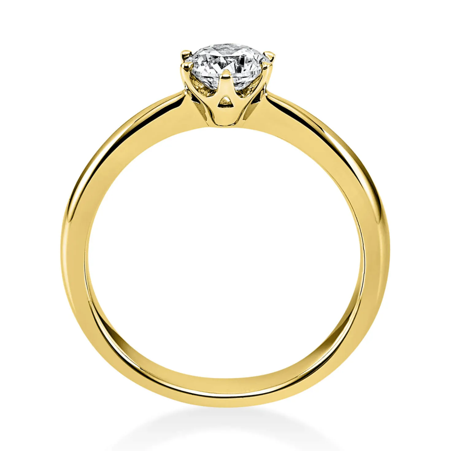 Solitär Ring 750 Gold Gelbgold Diamant Brillant 0,50 Ct. 6er-Krappe B: 3,1mm