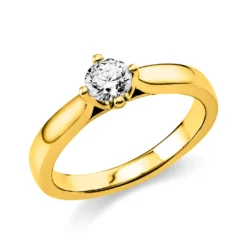 Solitär Ring 750 Gold Gelbgold Diamant Brillant 0,50 Ct. 4er-Krappe B: 2,6mm