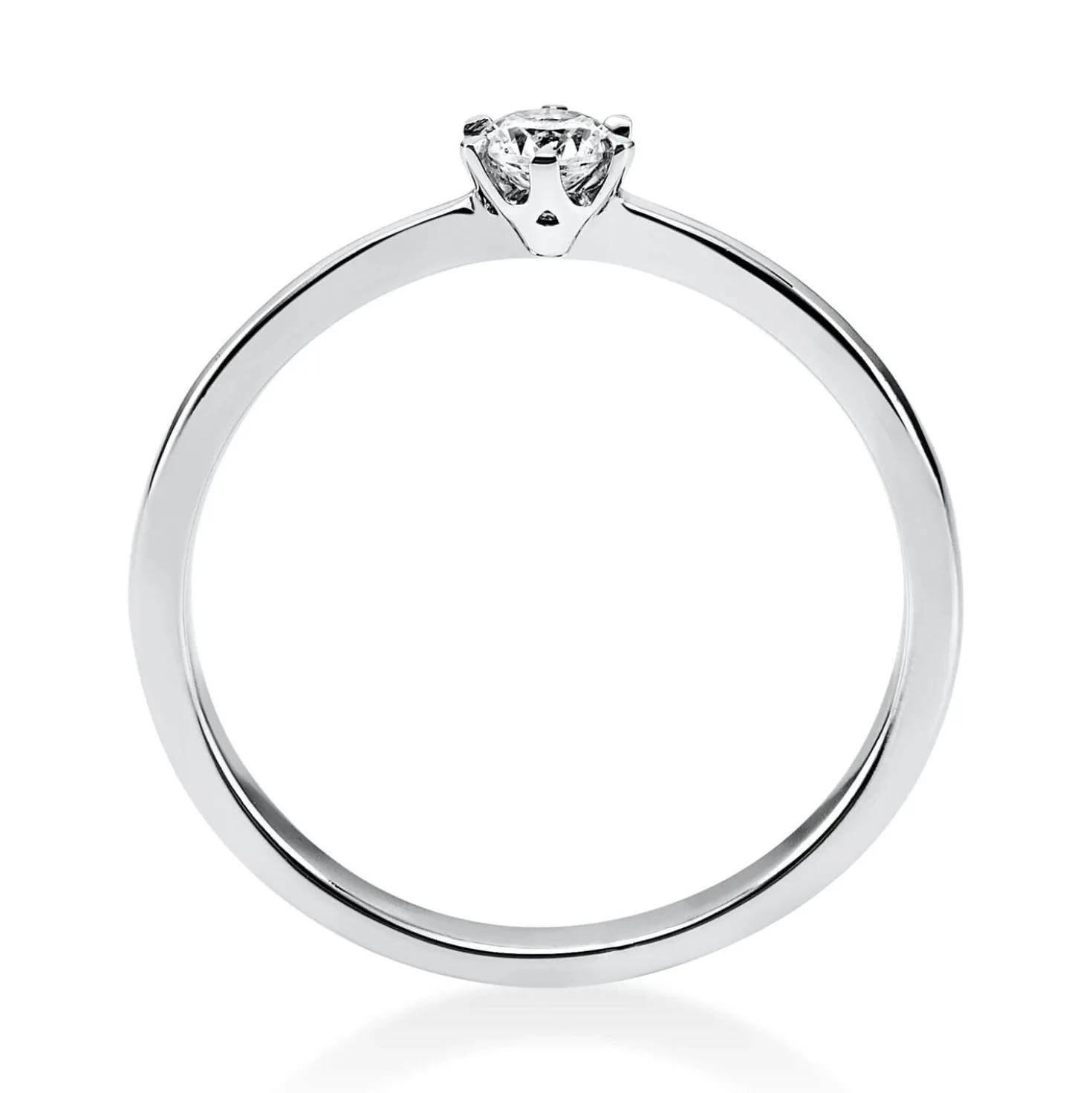 Solitär Ring 750 Gold Weißgold Diamant Brillant 0,15 Ct 6er-Krappe B: 2,1mm