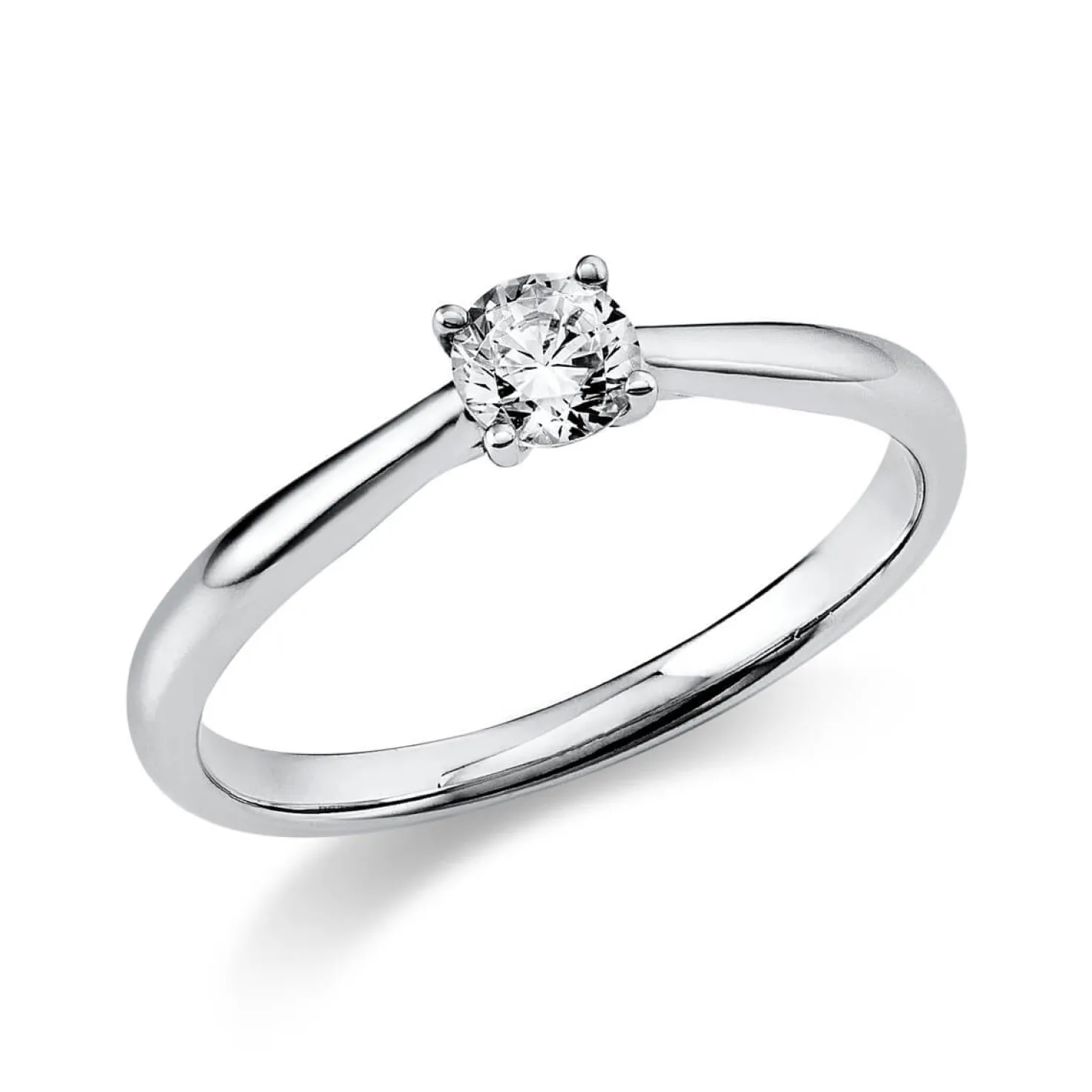 Solitär Ring 585 Gold Weißgold Diamant Brillant 0,25 Ct 4er-Krappe B: 1,9mm