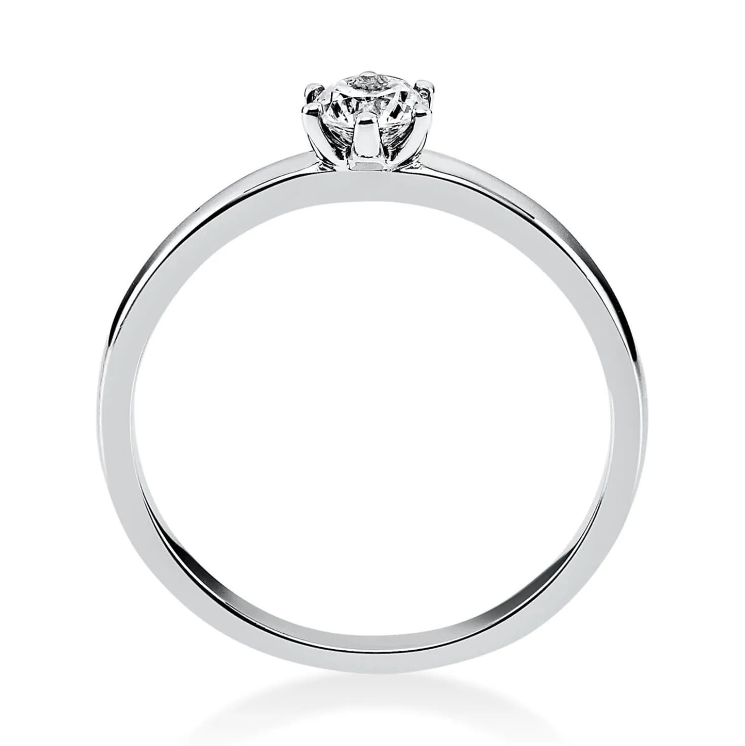Solitär Ring 585 Gold Weißgold Diamant Brillant 0,25 Ct 6er-Krappe B: 1,7mm