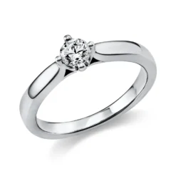 Solitär Ring 750 Gold Weißgold Diamant Brillant 0,30 Ct. 4er-Krappe B: 2,4mm