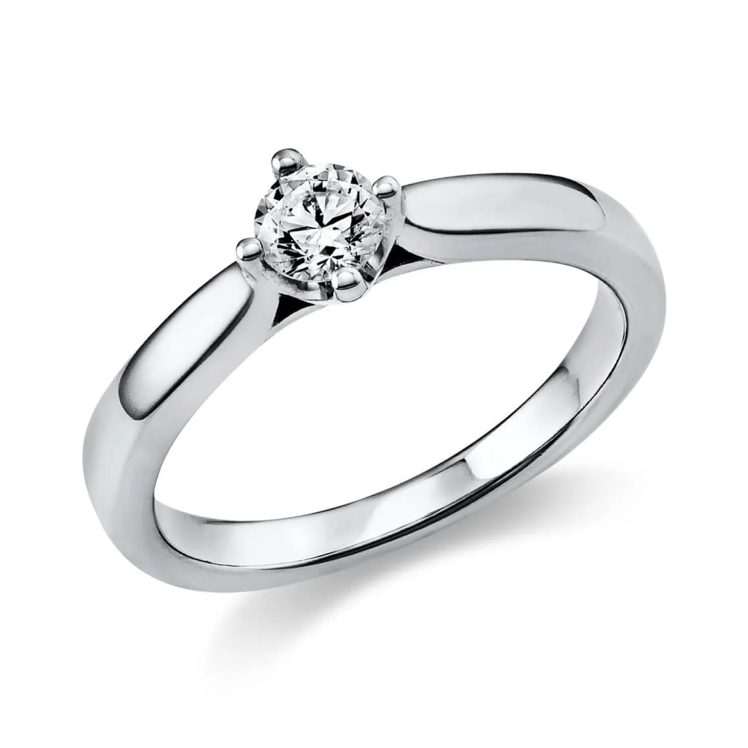 Solitär Ring 585 Gold Weißgold Diamant Brillant 0,30 Ct. 4er-Krappe B: 2,4mm