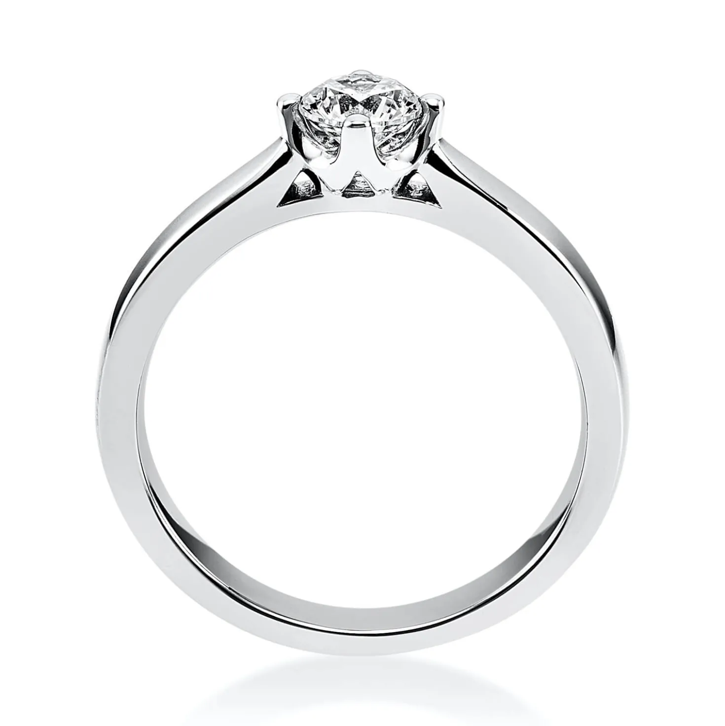 Solitär Ring 585 Gold Weißgold Diamant Brillant 0,50 Ct. 4er-Krappe B: 2,6mm