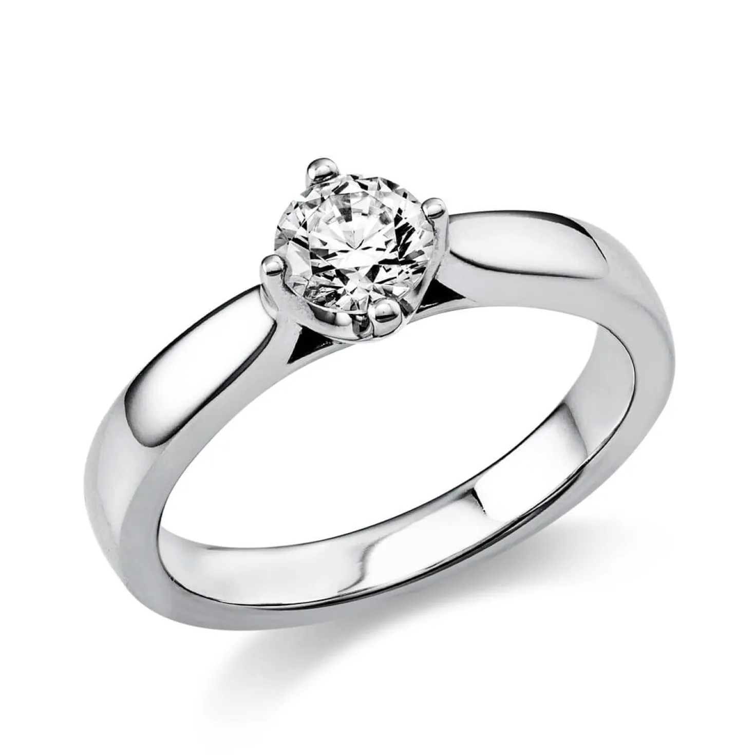 Solitär Ring 750 Gold Weißgold Diamant Brillant 0,40 Ct. 4er-Krappe B: 2,6mm