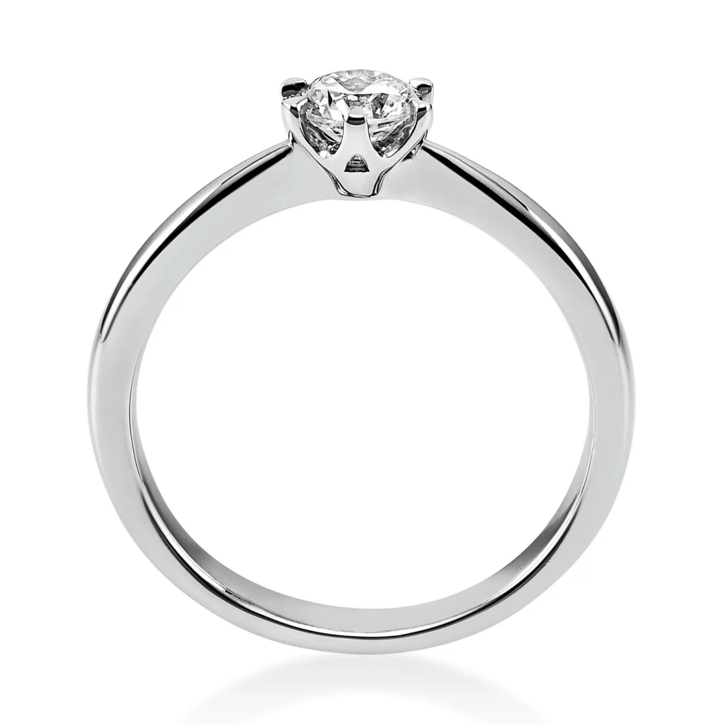 Solitär Ring 585 Gold Weißgold Diamant Brillant 0,40 Ct. 6er-Krappe B: 2,8mm