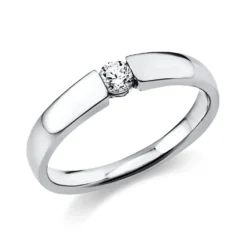 Solitär Ring Spannring aus 585 Gold Weißgold mit Diamant Brillant 0,15 Ct.