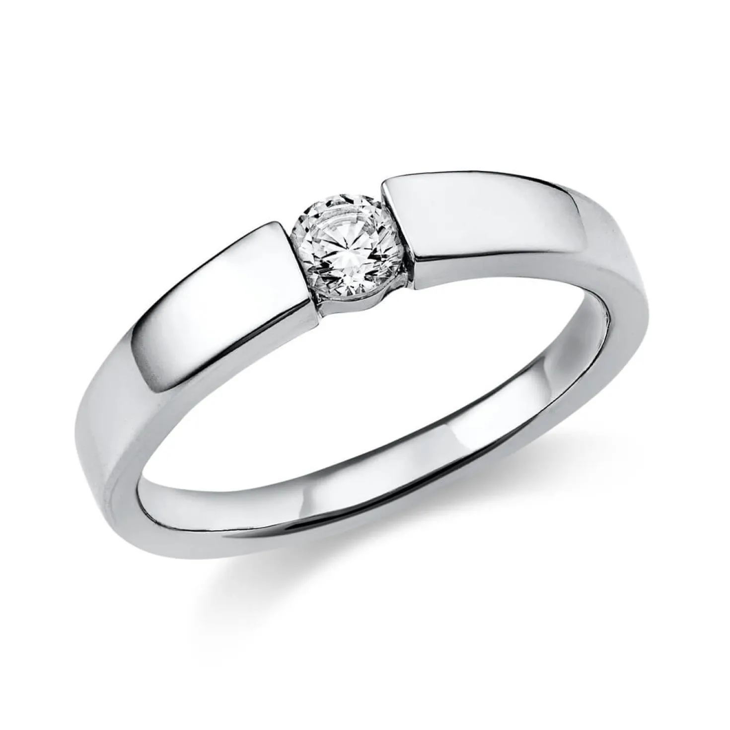 Solitär Ring Spannring aus 750 Gold Weißgold mit Diamant Brillant 0,20 Ct.