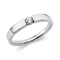 Solitär Ring Spannring aus 585 Gold Weißgold mit Diamant Brillant 0,15 Ct.