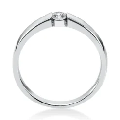 Solitär Ring Spannring aus 750 Gold Weißgold mit Diamant Brillant 0,15 Ct.