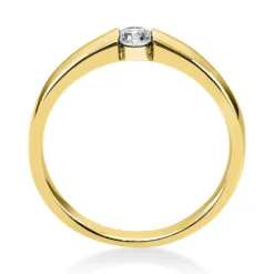 Solitär Ring Spannring aus 750 Gold Gelbgold mit Diamant Brillant 0,15 Ct.
