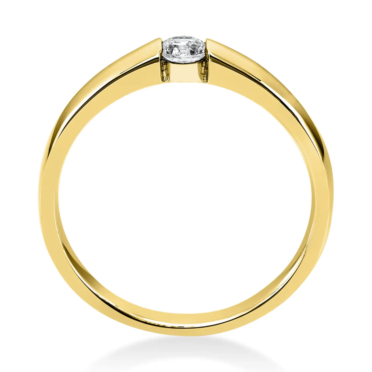 Solitär Ring Spannring aus 585 Gold Gelbgold mit Diamant Brillant 0,15 Ct.