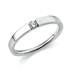 Solitär Ring Spannring aus 585 Gold Weißgold mit Diamant Brillant 0,10 Ct.