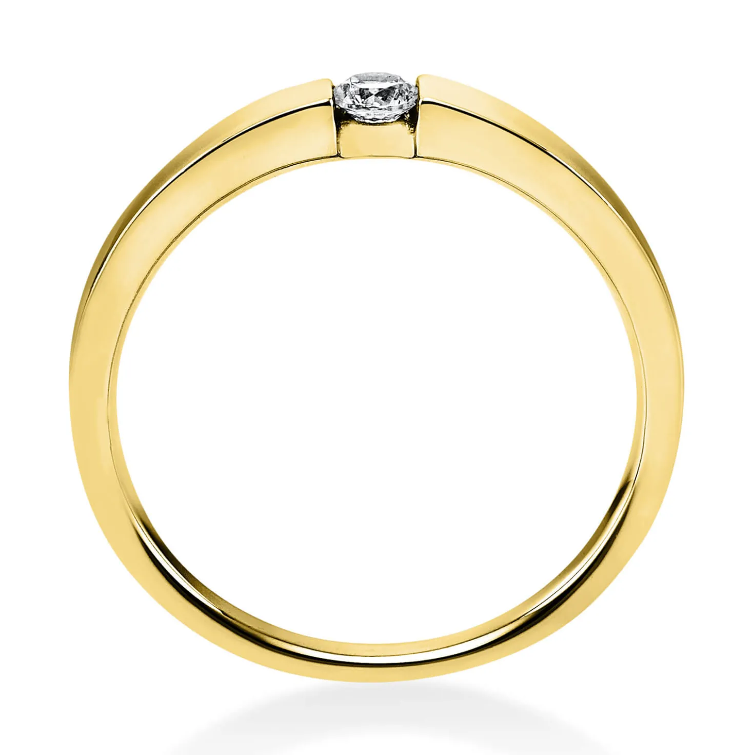 Solitär Ring Spannring aus 750 Gold Gelbgold mit Diamant Brillant 0,10 Ct.