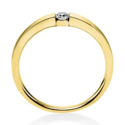 Solitär Ring Spannring aus 585 Gold Gelbgold mit Diamant Brillant 0,10 Ct.