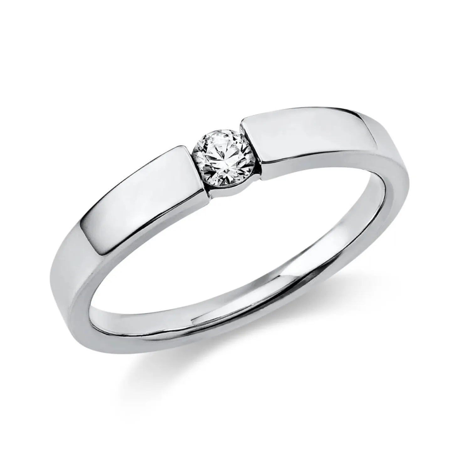 Solitär Ring Spannring aus 950 Platin mit Diamant Brillant 0,15 Ct.