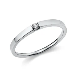 Solitär Ring Spannring aus 950 Platin mit Diamant Brillant 0,05 Ct.