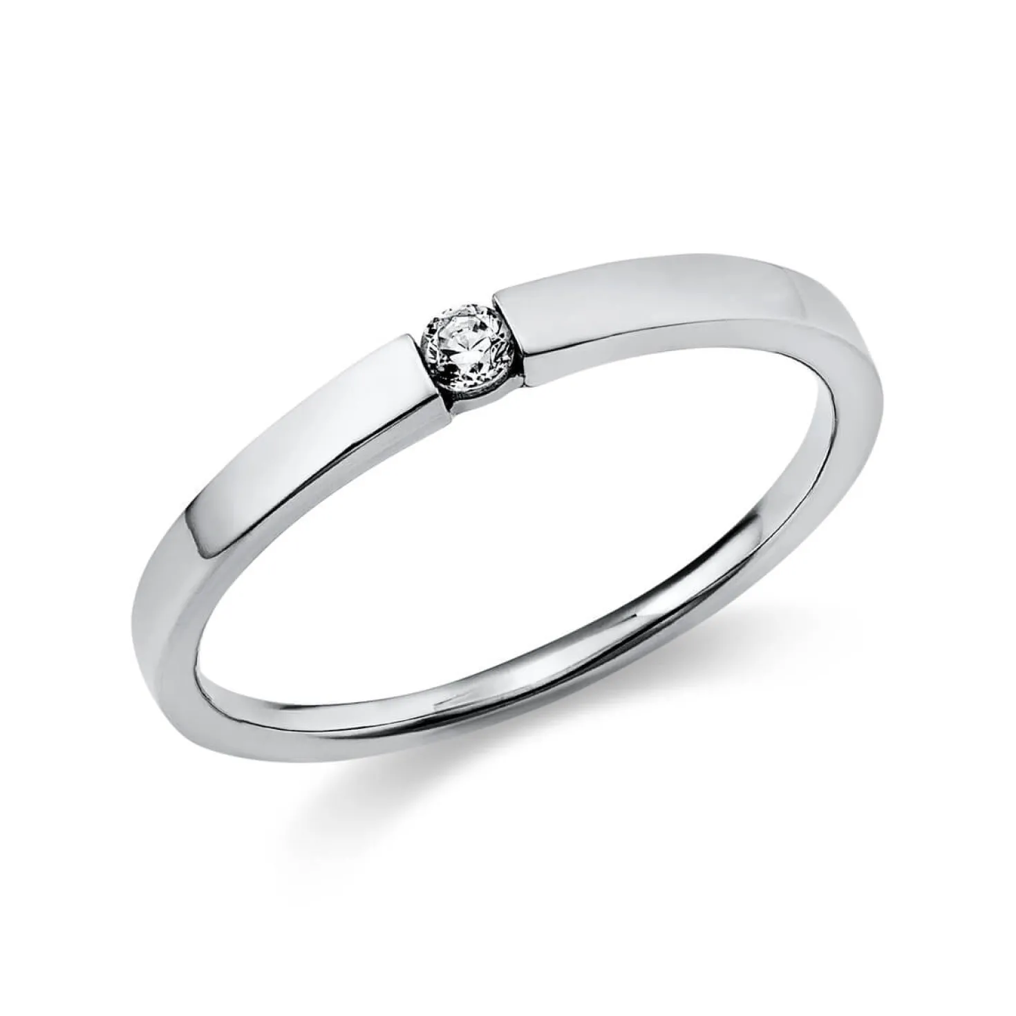 Solitär Ring Spannring aus 950 Platin mit Diamant Brillant 0,05 Ct.
