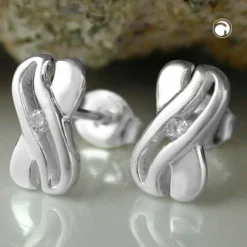 Stecker Ohrstecker in X-Form, mit Zirkonia, aus echtem 925 Silber
